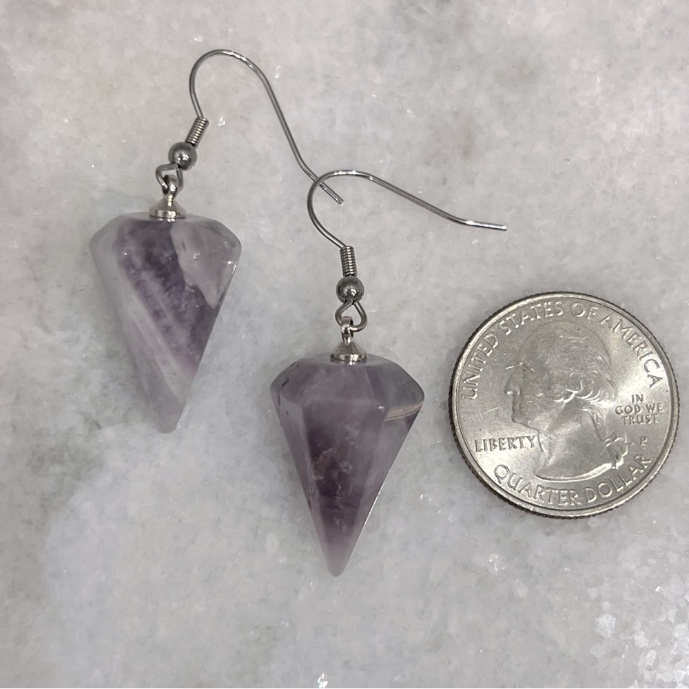 Amethyst Hexagonal Silver Drop Earring - image 7